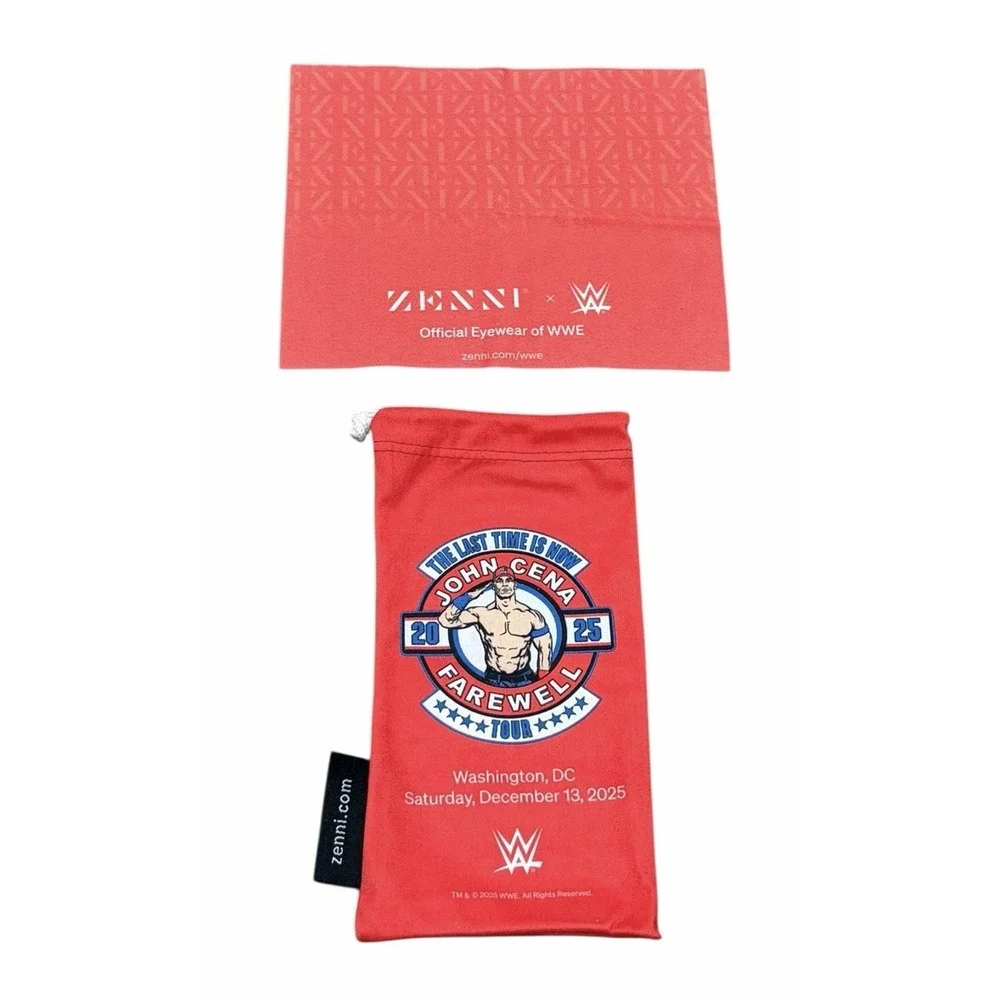 NEW WWE John Cena Farewell Tour Glasses Bag Case & Cleaning Cloth 12/13/25 DC‎